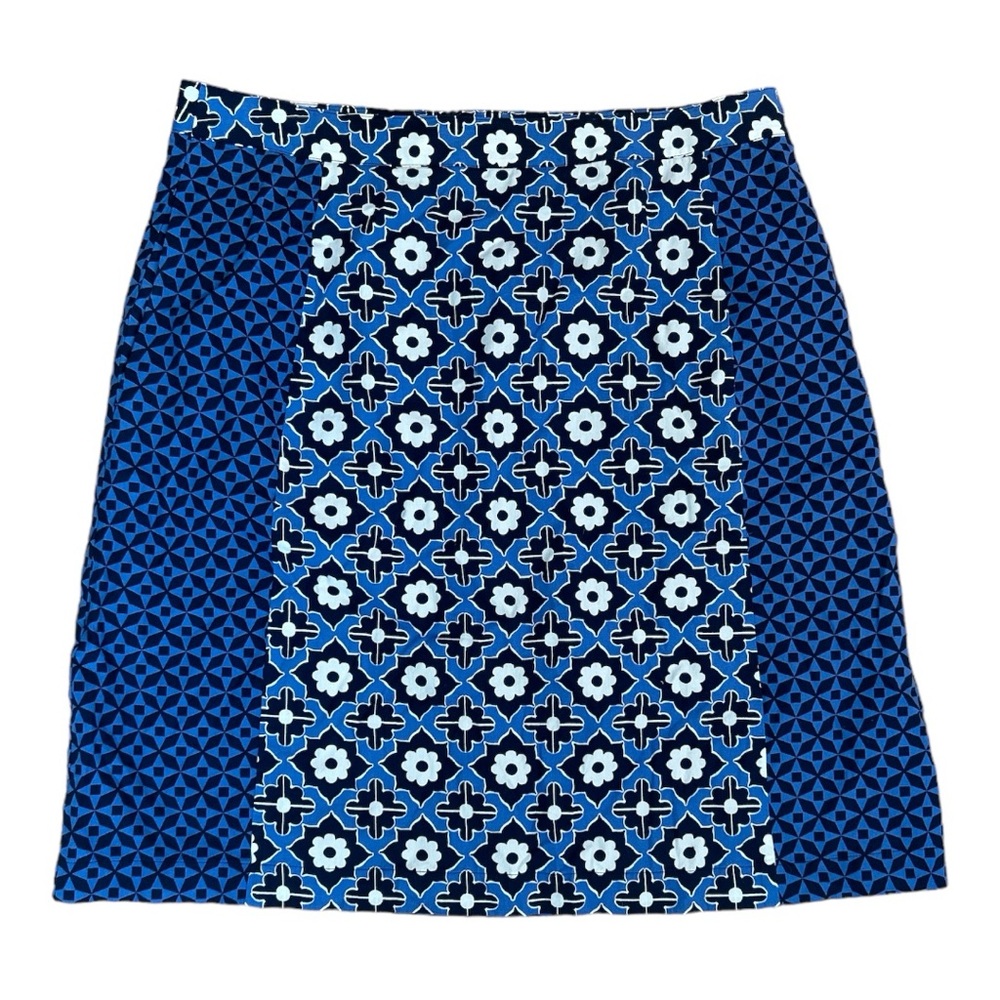 Boden Blue Flower Print Geometric A Line Skirt size 10